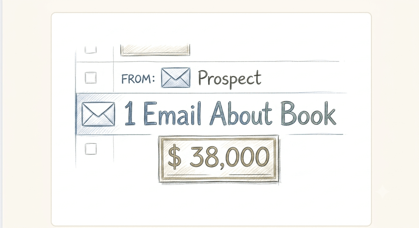 Cover image for "1 Email About Book Brought John Phillippe $38,000 From 1 Client"