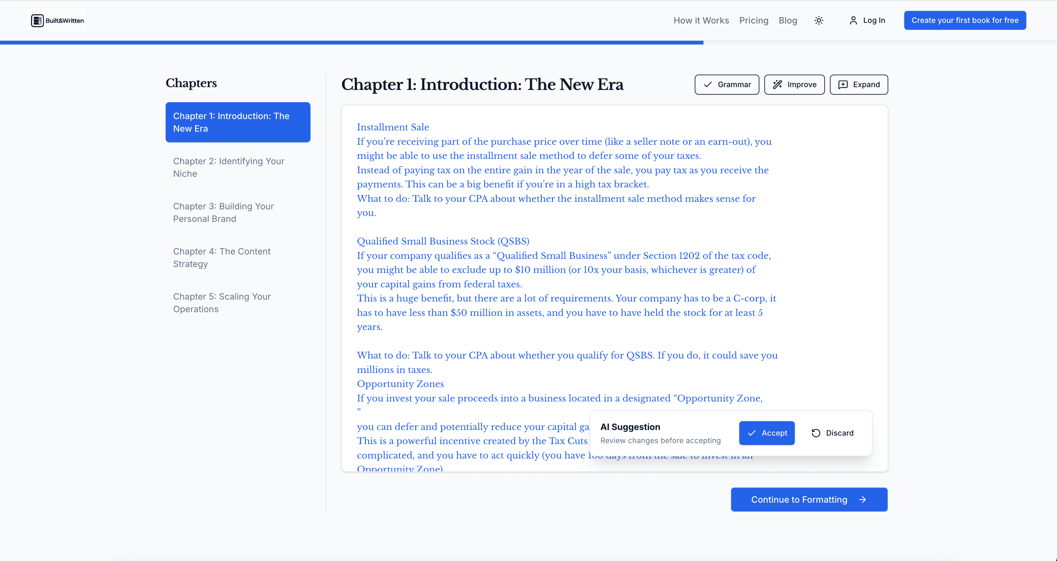 Built&Written Editor Interface
