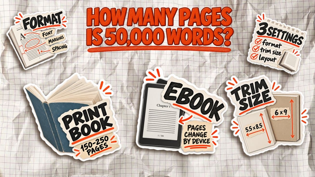 Book Formatting: How Many Pages Is 50,000 Words? It Depends on Three Settings