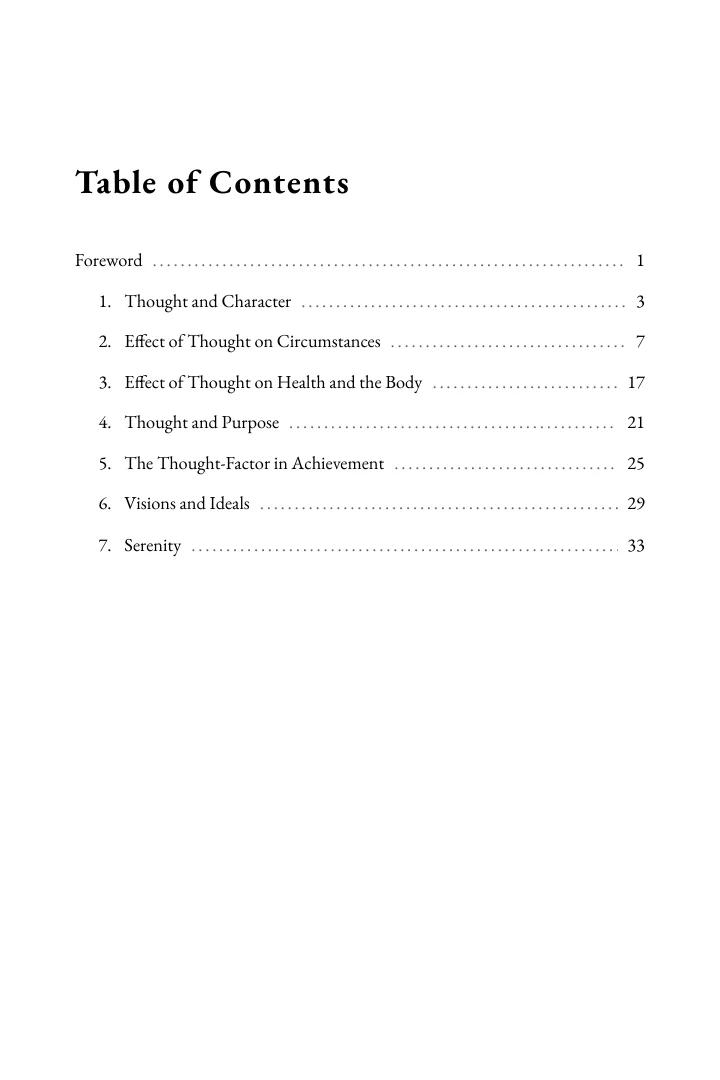 Contents page, the Foreword unnumbered and chapters 1 to 7