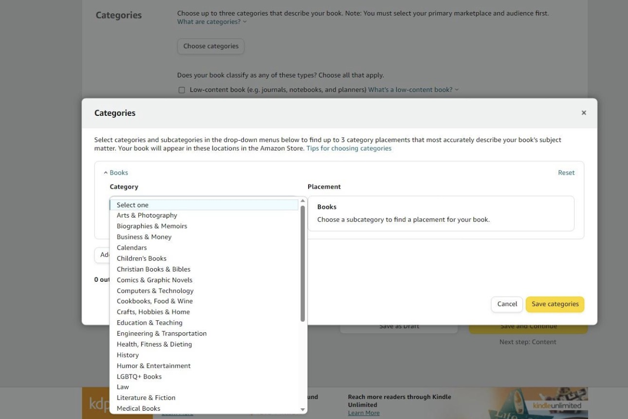 Illustration showing many book titles competing inside a single Amazon KDP category