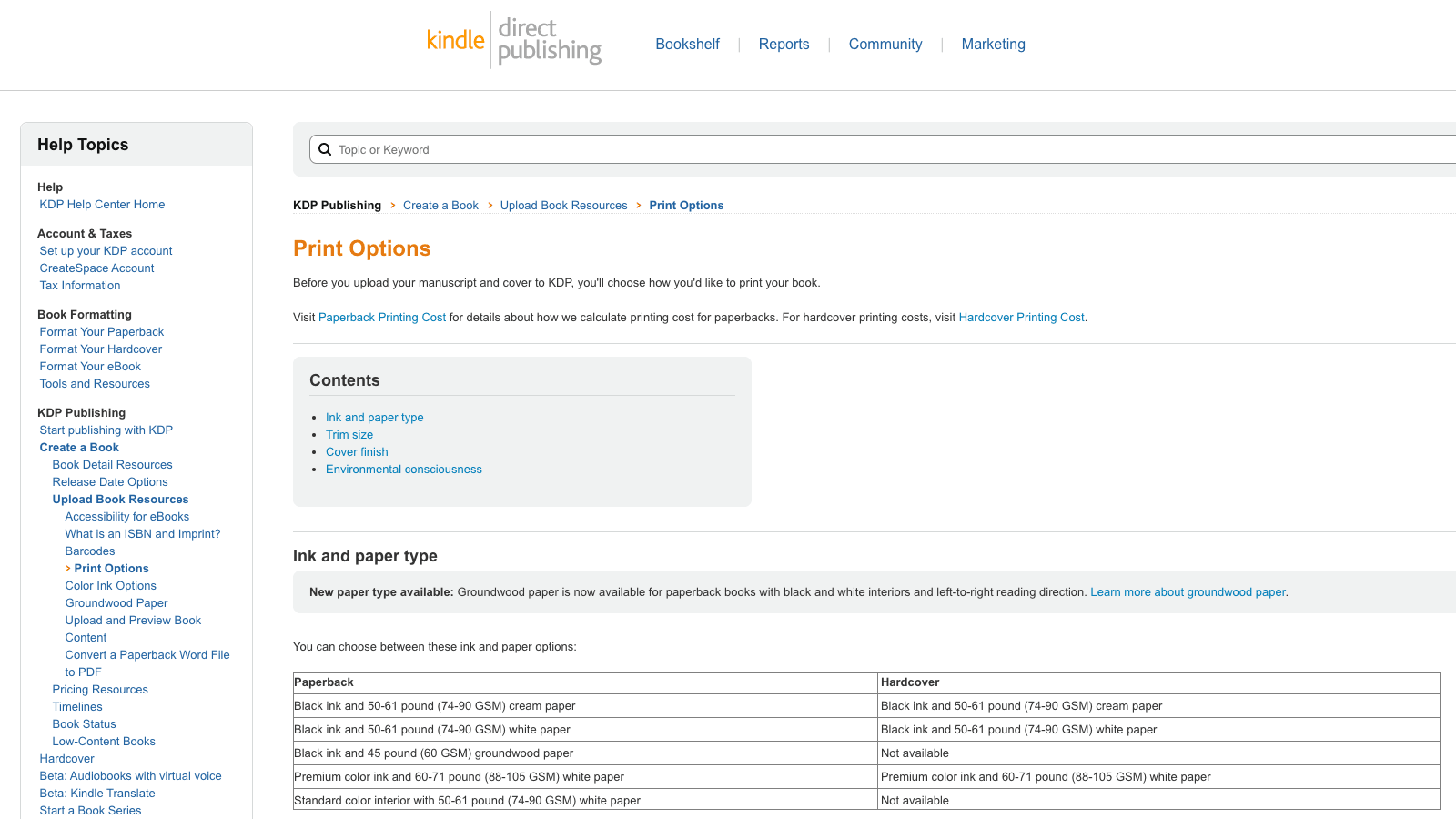 Amazon KDP help page showing paperback manuscript formatting requirements that both Atticus and Vellum are built to satisfy