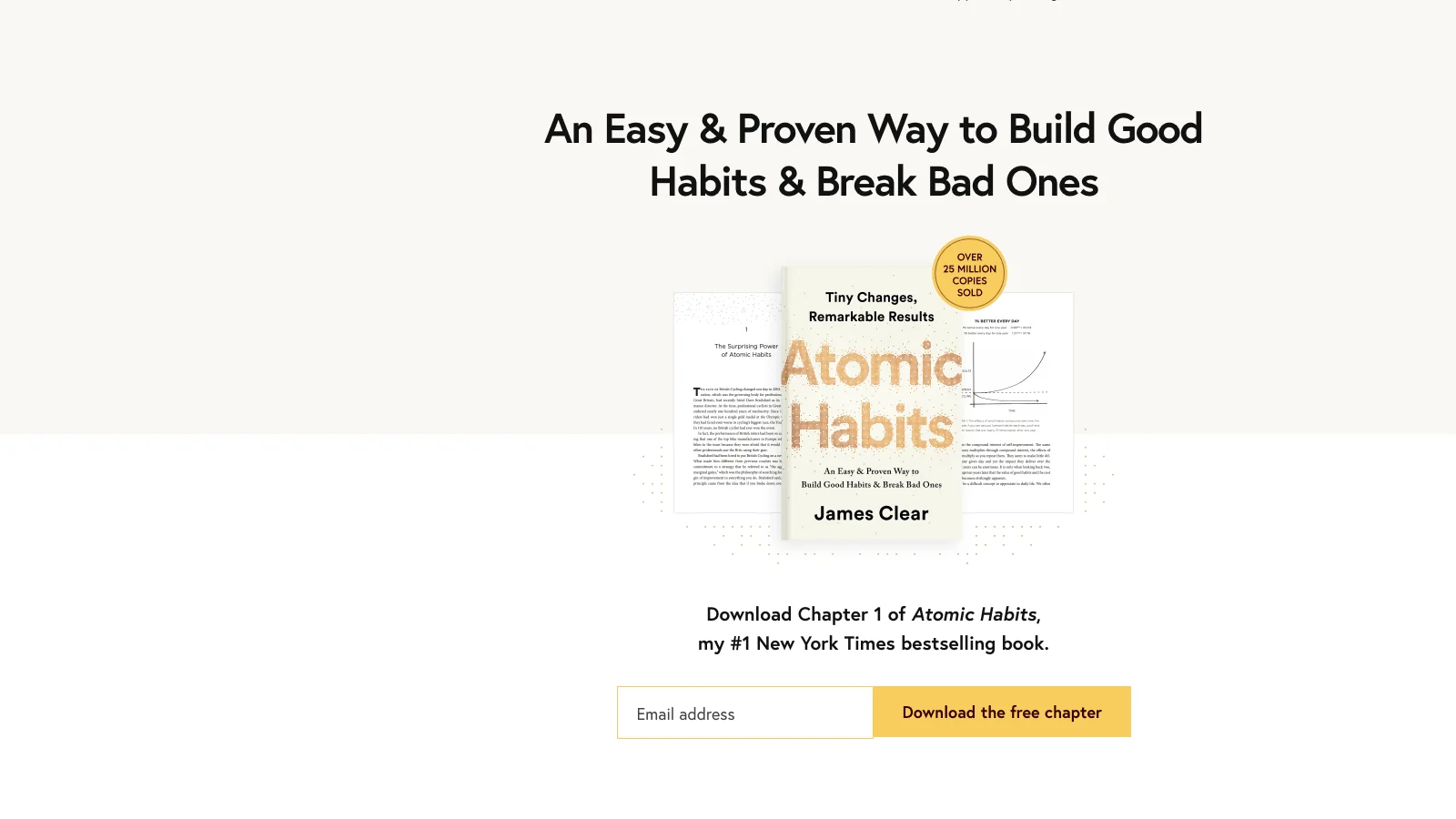 James Clear's website homepage at jamesclear.com, showing his pre-book blog that became the foundation for Atomic Habits