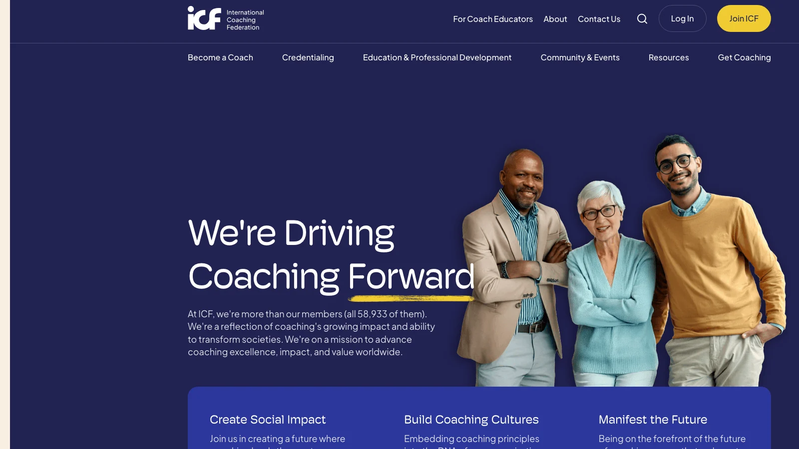International Coaching Federation website, the credentialing body whose research informs the coaching industry data cited in this article