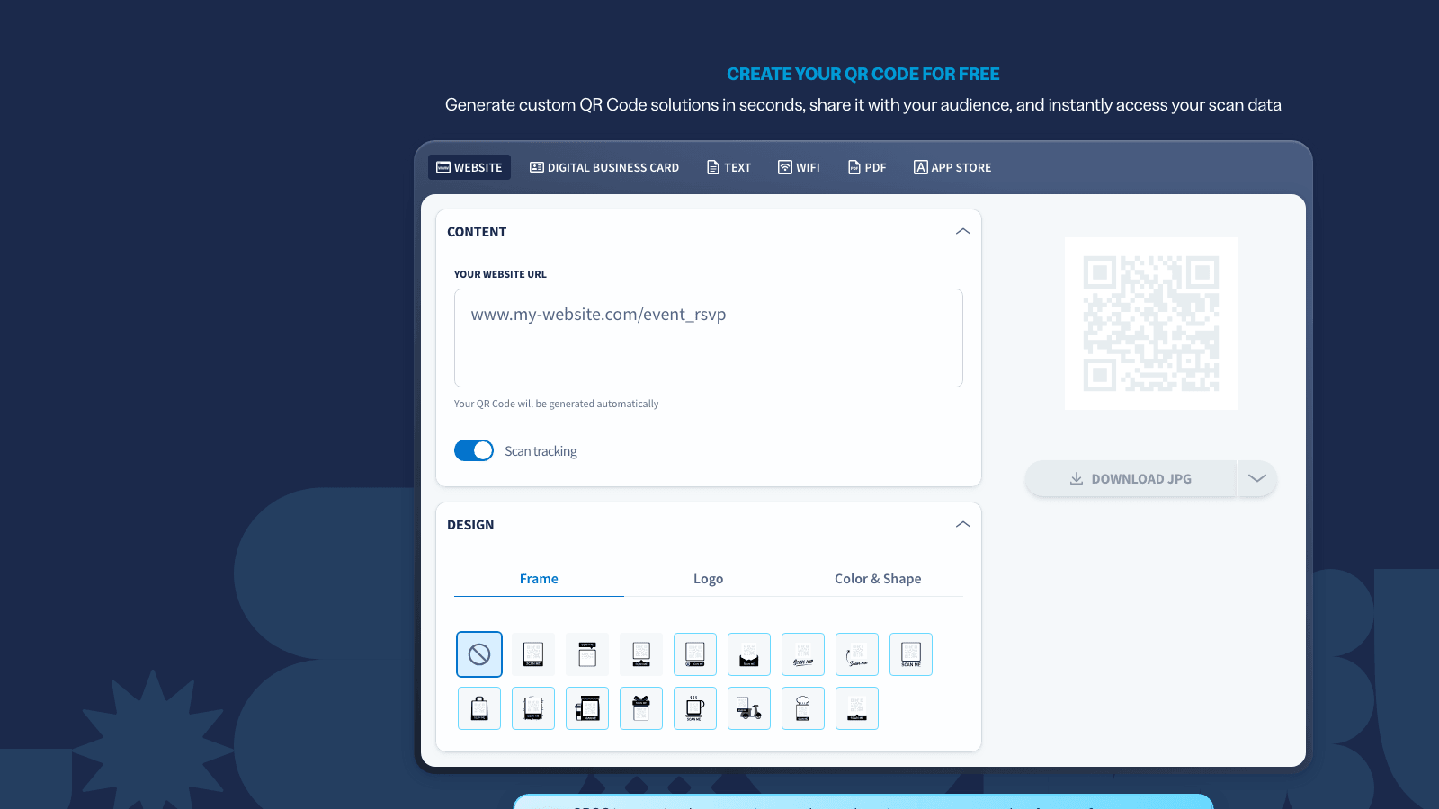 QR code generator homepage for creating print-friendly QR codes for book back matter opt-ins