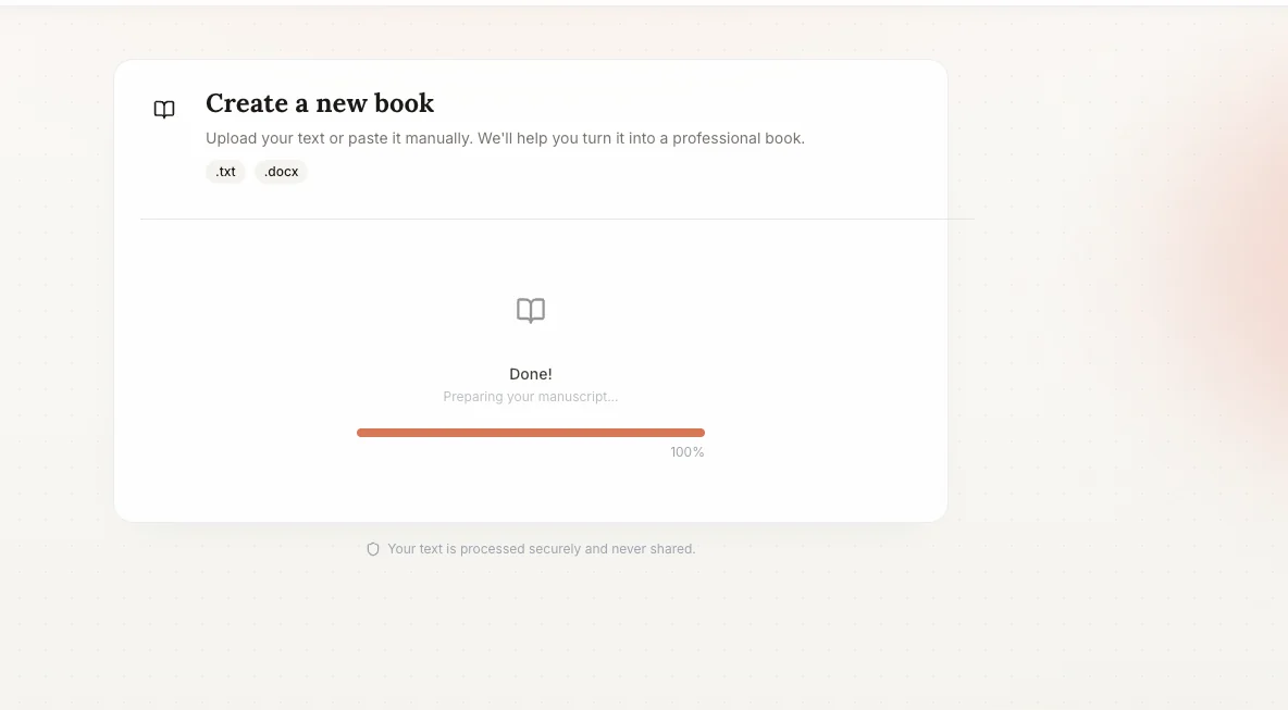 Built&Written: Done! preparing manuscript progress at 100%