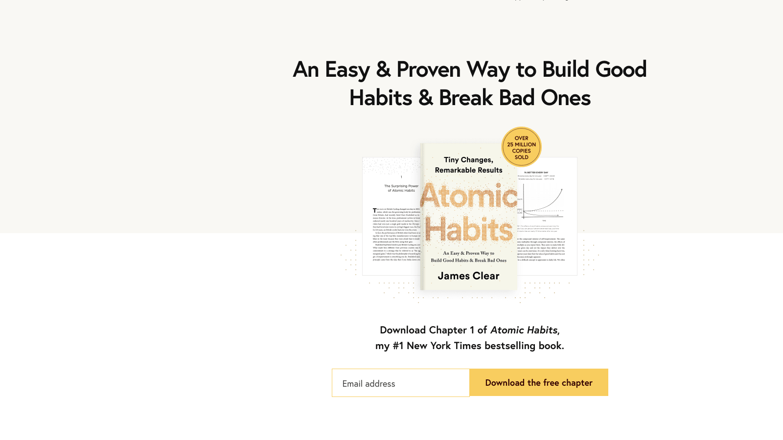 James Clear's author site as an example of Position and Platform layers working together