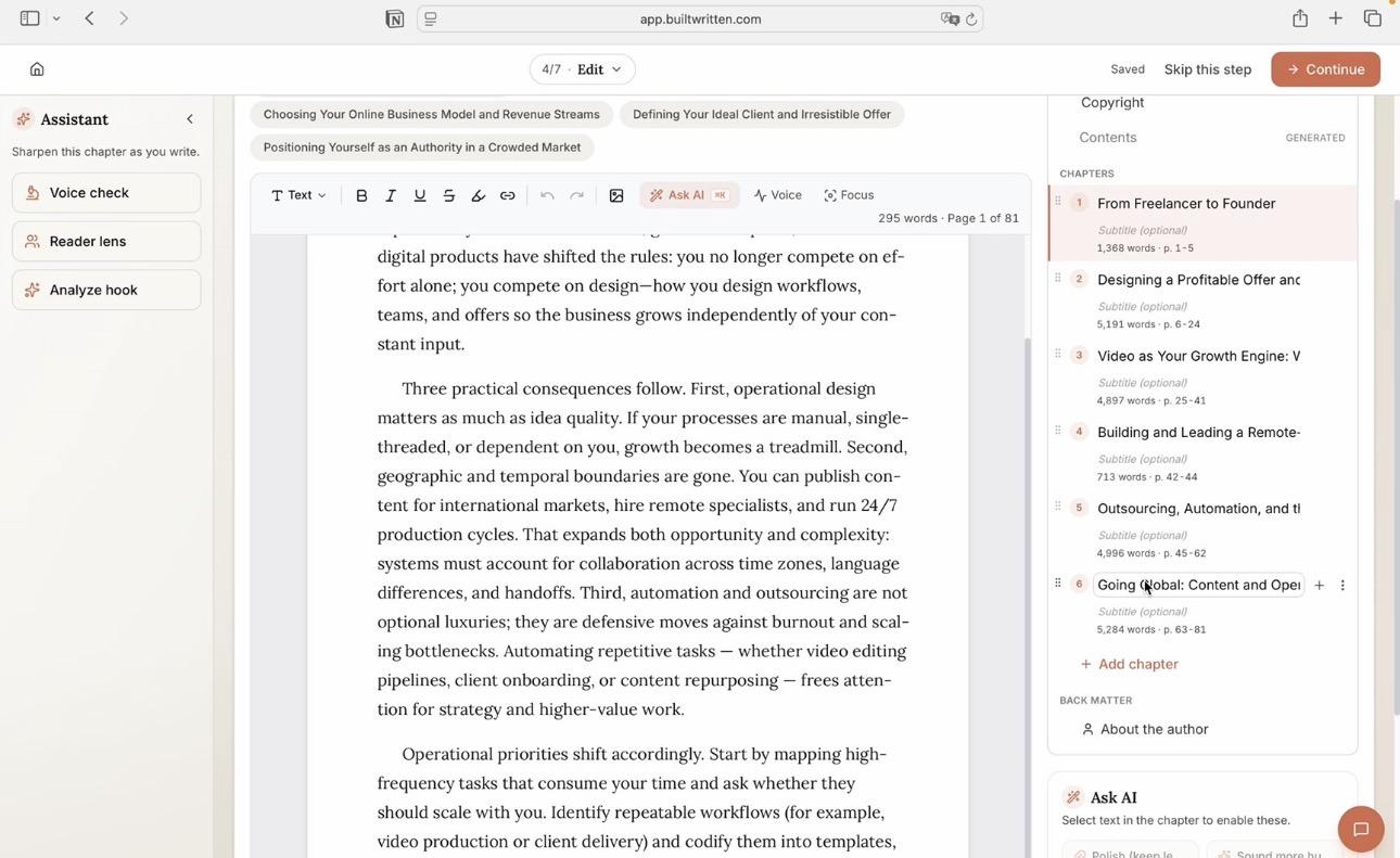 Wren's voice check in Built&Written working on your writing, not a recording of your speaking voice