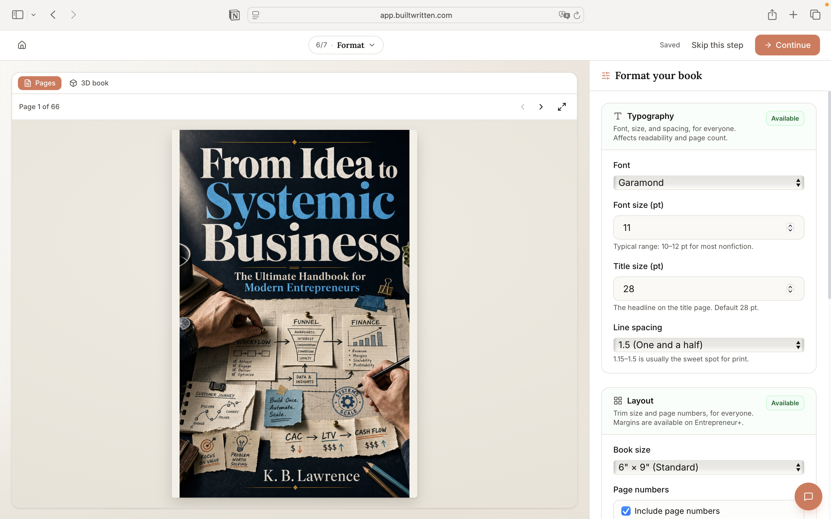KDP formatting inside Built&Written: trim size, margins, line spacing, and print-ready settings