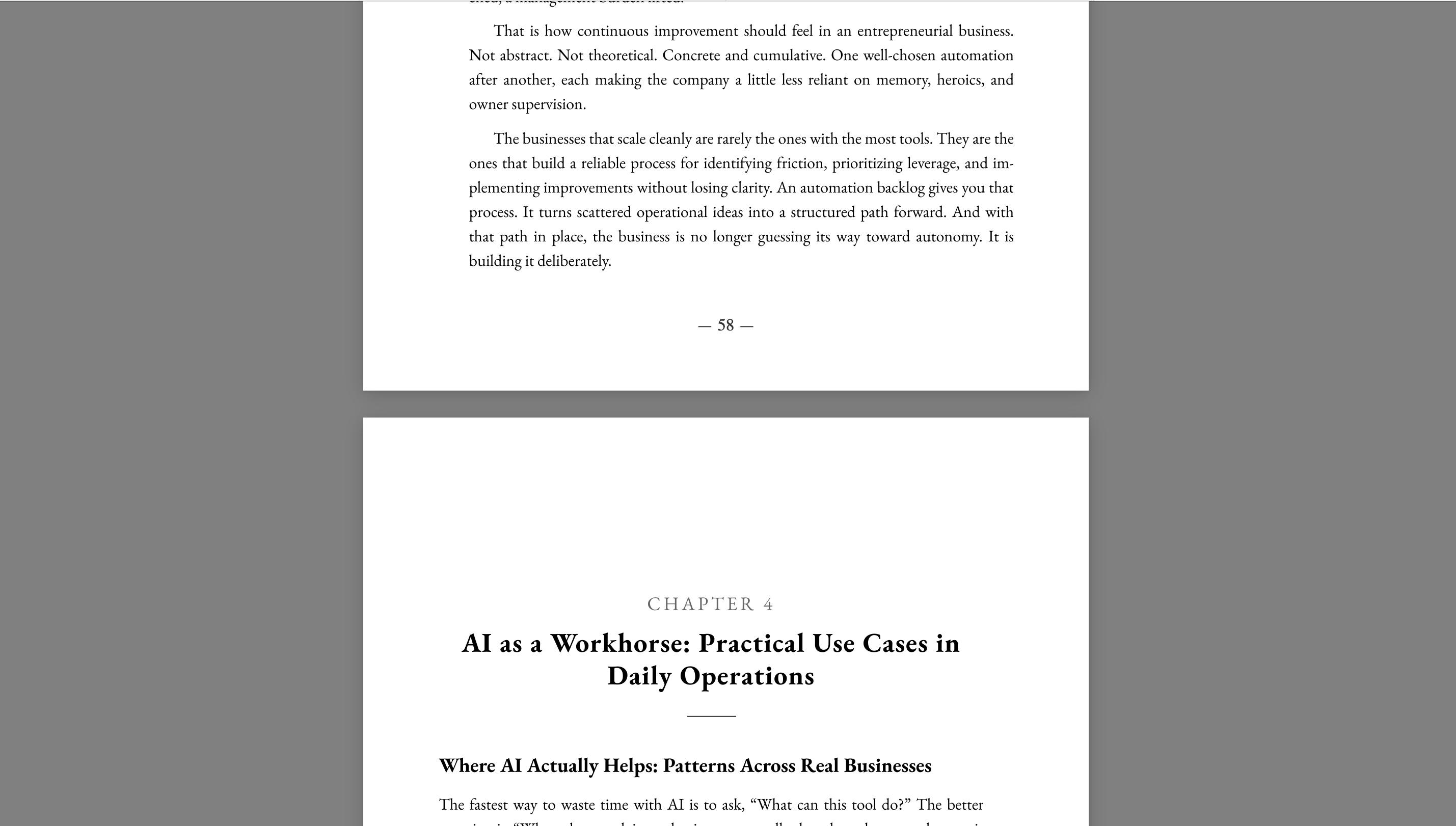 A LinkedIn archive rendered as a real typeset book page inside Wren.
